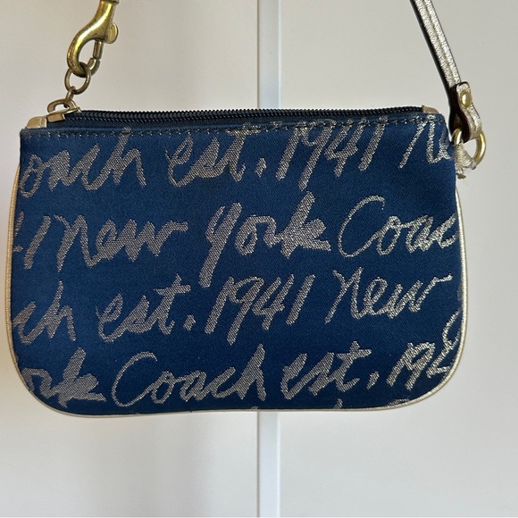 Coach Puff Heart Wristlet Poppy Y2K New York 1941 Metallic Sateen Script F45614 - Picture 9 of 17